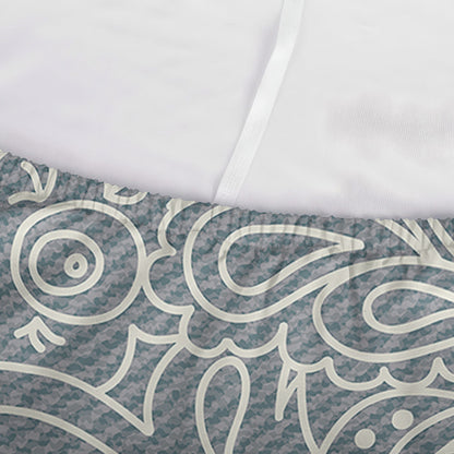 White And Grey Western Floral Print Sofa Cover