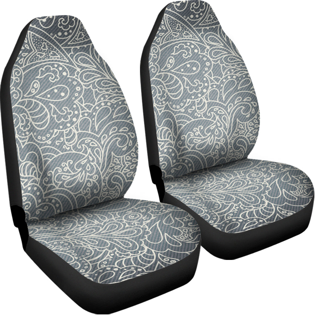 White And Grey Western Floral Print Universal Fit Car Seat Covers