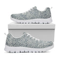 White And Grey Western Floral Print White Running Shoes