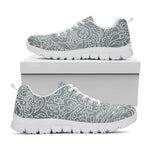 White And Grey Western Floral Print White Sneakers