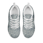 White And Grey Western Floral Print White Sneakers