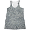 White And Grey Western Floral Print Women's Racerback Tank Top