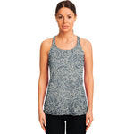 White And Grey Western Floral Print Women's Racerback Tank Top