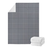 White And Navy Glen Plaid Print Blanket