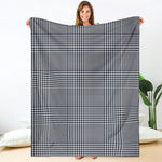 White And Navy Glen Plaid Print Blanket