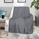 White And Navy Glen Plaid Print Blanket