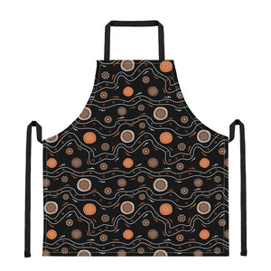 White And Orange Aboriginal Art Print Apron