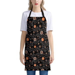 White And Orange Aboriginal Art Print Apron