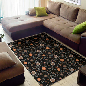 White And Orange Aboriginal Art Print Area Rug