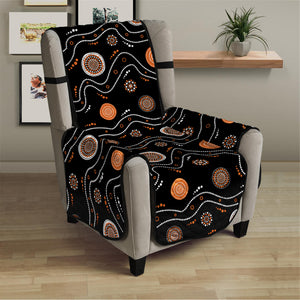 White And Orange Aboriginal Art Print Armchair Protector