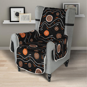 White And Orange Aboriginal Art Print Armchair Protector