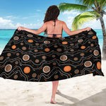 White And Orange Aboriginal Art Print Beach Sarong Wrap