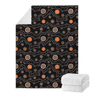 White And Orange Aboriginal Art Print Blanket