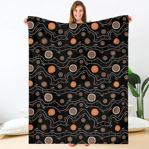 White And Orange Aboriginal Art Print Blanket