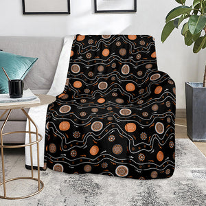 White And Orange Aboriginal Art Print Blanket