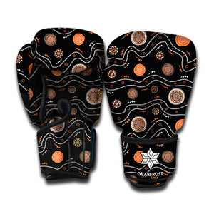 White And Orange Aboriginal Art Print Boxing Gloves