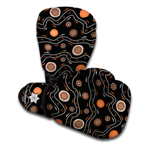 White And Orange Aboriginal Art Print Boxing Gloves