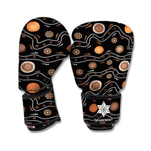 White And Orange Aboriginal Art Print Boxing Gloves