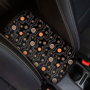 White And Orange Aboriginal Art Print Car Center Console Cover