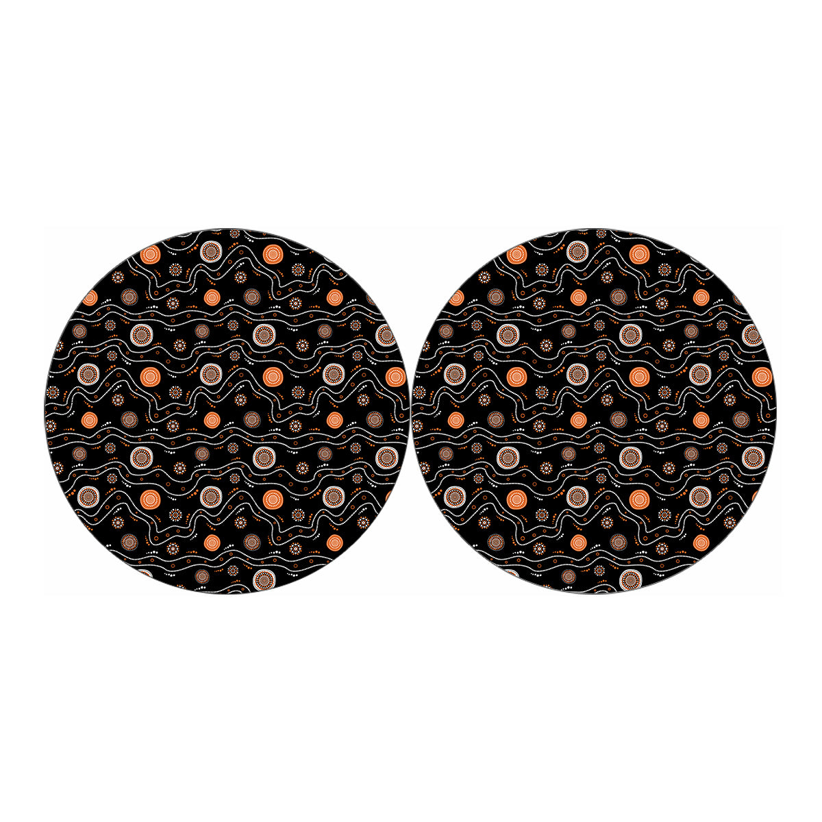 White And Orange Aboriginal Art Print Car Coasters