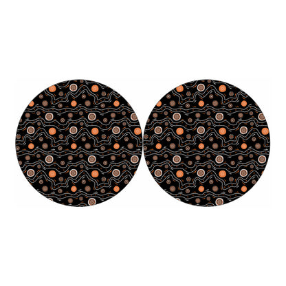 White And Orange Aboriginal Art Print Car Coasters