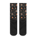 White And Orange Aboriginal Art Print Crew Socks
