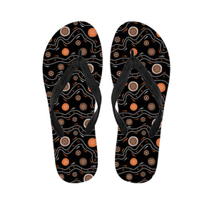 White And Orange Aboriginal Art Print Flip Flops