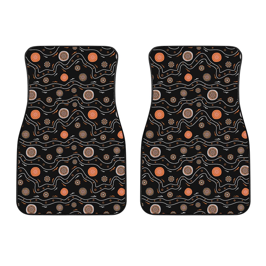 White And Orange Aboriginal Art Print Front Car Floor Mats