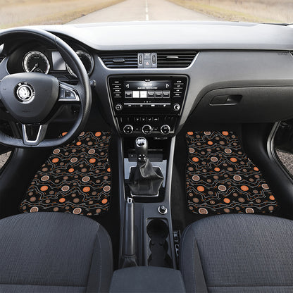 White And Orange Aboriginal Art Print Front Car Floor Mats