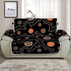 White And Orange Aboriginal Art Print Half Sofa Protector