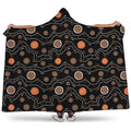 White And Orange Aboriginal Art Print Hooded Blanket