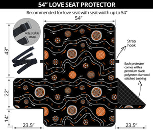 White And Orange Aboriginal Art Print Loveseat Protector