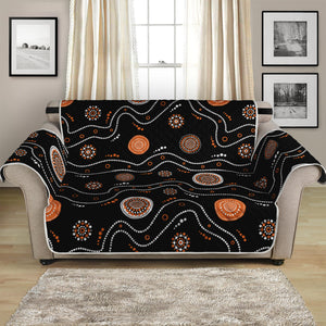 White And Orange Aboriginal Art Print Loveseat Protector