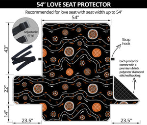 White And Orange Aboriginal Art Print Loveseat Protector