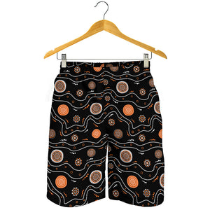 White And Orange Aboriginal Art Print Men's Shorts