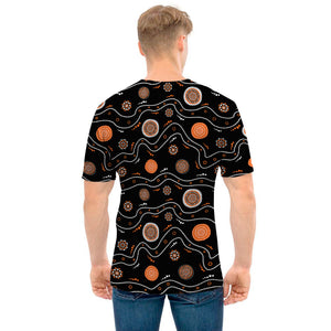 White And Orange Aboriginal Art Print Men's T-Shirt