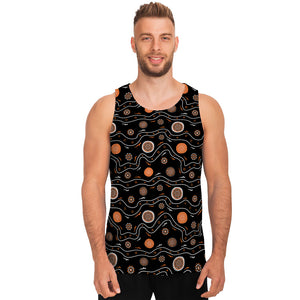 White And Orange Aboriginal Art Print Men's Tank Top