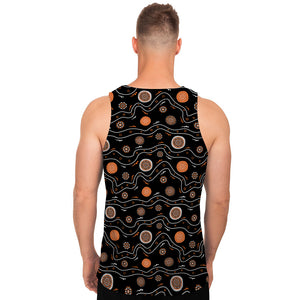 White And Orange Aboriginal Art Print Men's Tank Top