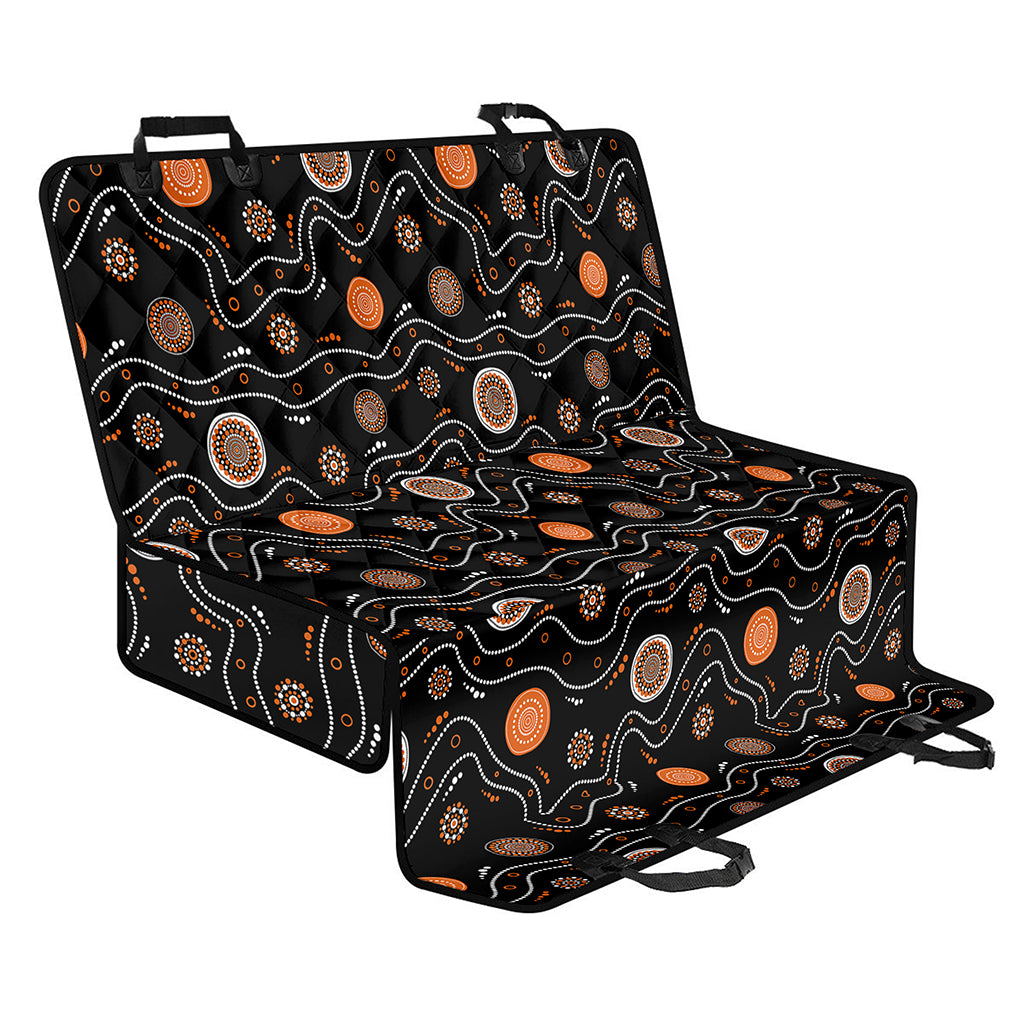 White And Orange Aboriginal Art Print Pet Car Back Seat Cover