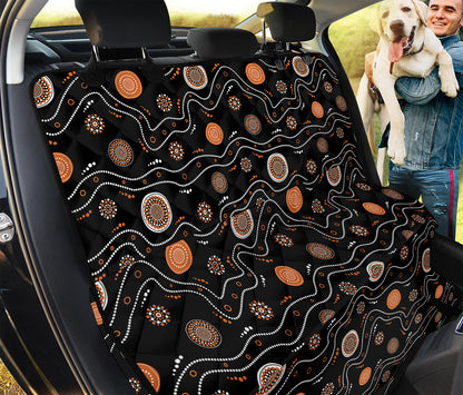 White And Orange Aboriginal Art Print Pet Car Back Seat Cover