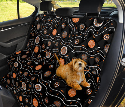 White And Orange Aboriginal Art Print Pet Car Back Seat Cover