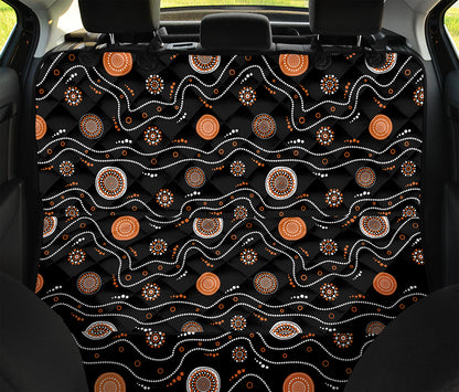 White And Orange Aboriginal Art Print Pet Car Back Seat Cover