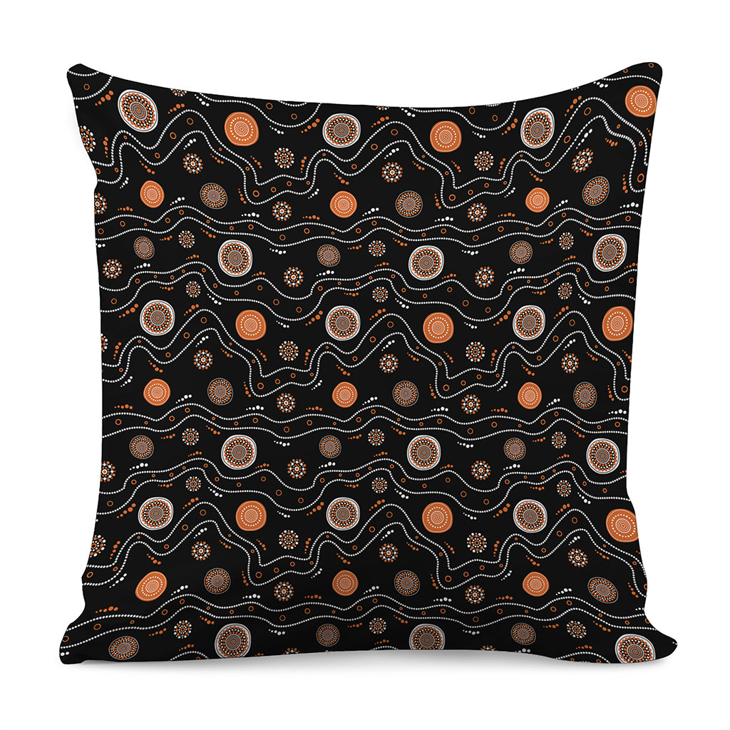 White And Orange Aboriginal Art Print Pillow Cover