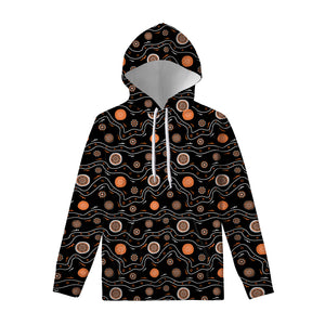 White And Orange Aboriginal Art Print Pullover Hoodie