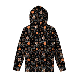 White And Orange Aboriginal Art Print Pullover Hoodie