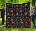 White And Orange Aboriginal Art Print Quilt