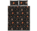 White And Orange Aboriginal Art Print Quilt Bed Set