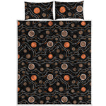 White And Orange Aboriginal Art Print Quilt Bed Set