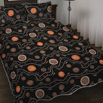 White And Orange Aboriginal Art Print Quilt Bed Set