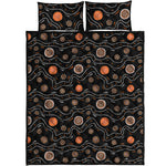 White And Orange Aboriginal Art Print Quilt Bed Set